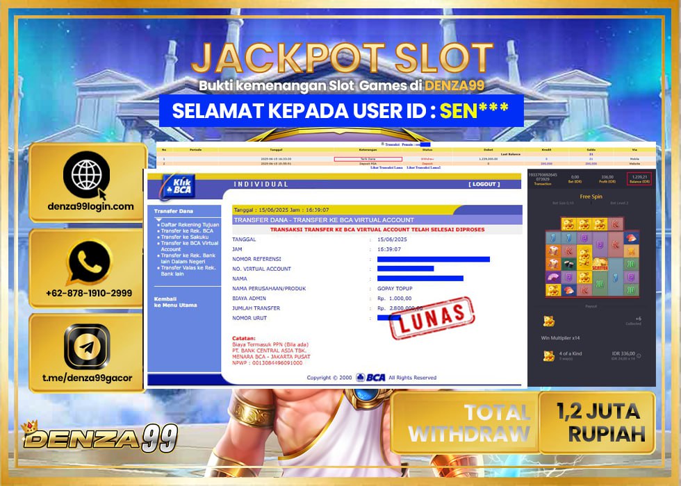 DENZA99 JACKPOT LUCKY NEKO Rp.1.200.000.,- LUNAS