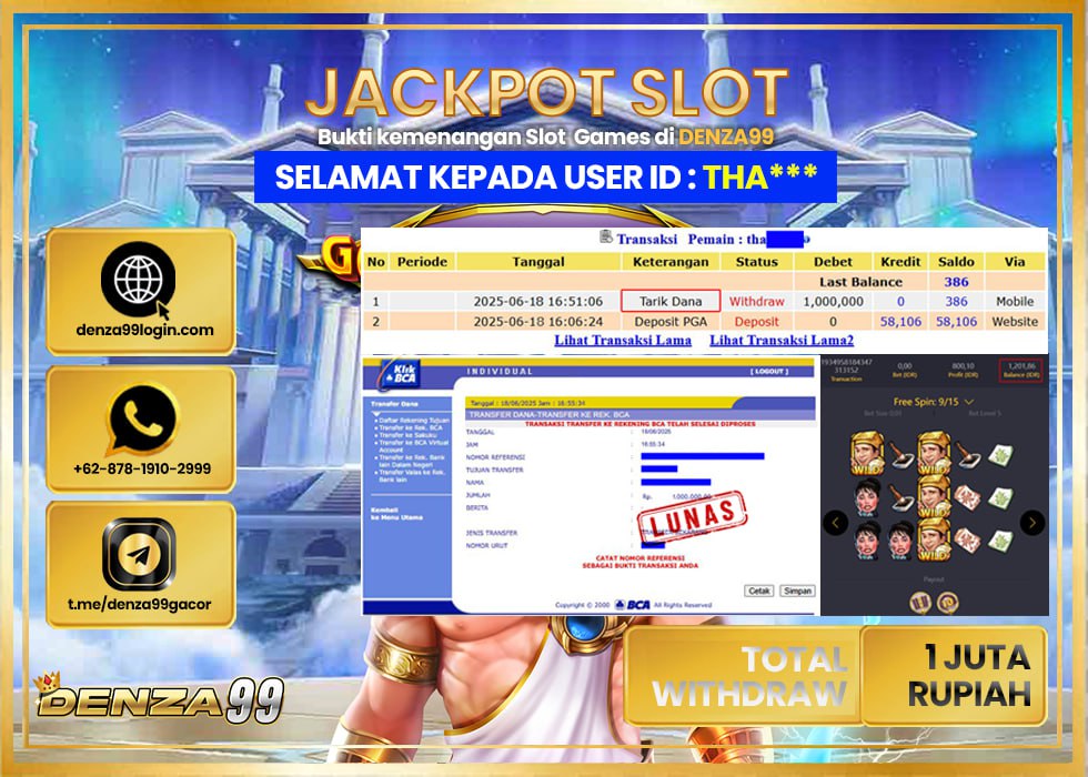 DENZA99 JACKPOT FLIRTING SCHOLAR 2 Rp.1.000.000.,- LUNAS