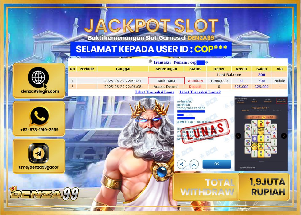   DENZA99 JACKPOT MAHJONG WAYS 2 Rp.1.900.000.,- LUNAS