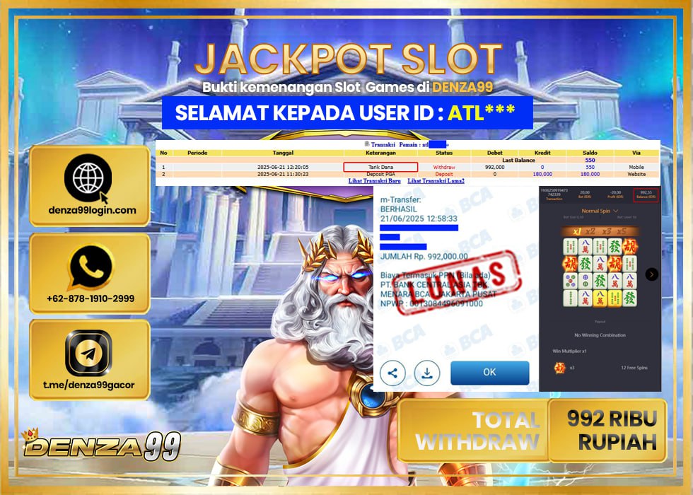 DENZA99 JACKPOT MAHJONG WAYS 2 Rp. 992.000.,- LUNAS