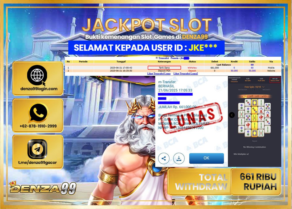 DENZA99 JACKPOT MAHJONG WAYS 2 Rp. 661.000.,- LUNAS