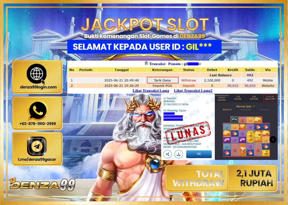 DENZA99 JACKPOT LUCKY NEKO Rp. 2,100.000.,- LUNAS
