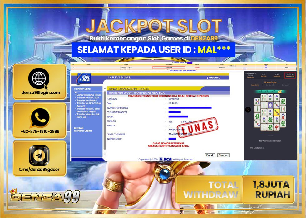 DENZA99 JACKPOT MAHJONG WAYS Rp. 1.800.000.,- LUNAS