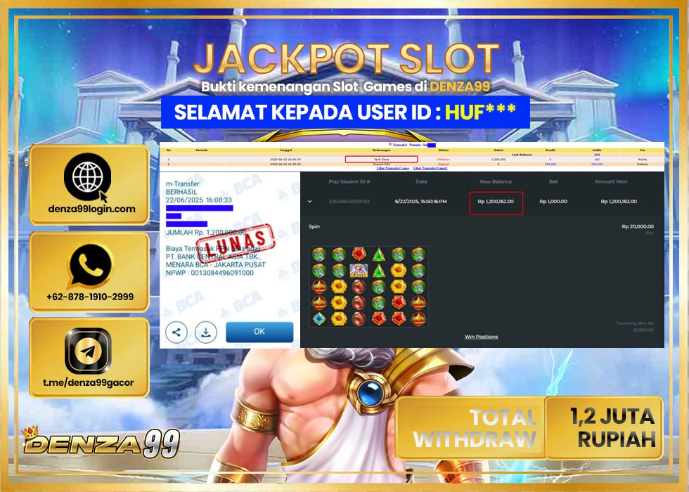 DENZA99 JACKPOT GATE OF OLYMPUS 1000  Rp. 1.200.000 .,- LUNAS