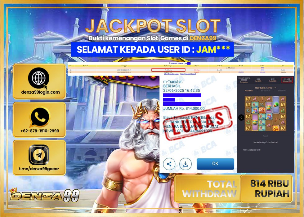 DENZA99 JACKPOT WAYS OF THE QILIN  Rp. 814.000 .,- LUNAS