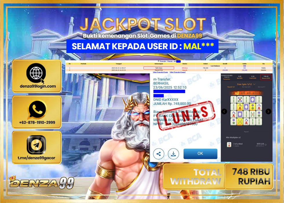 DENZA99 JACKPOT MAHJONG WAYS  Rp. 748.000 .,- LUNAS