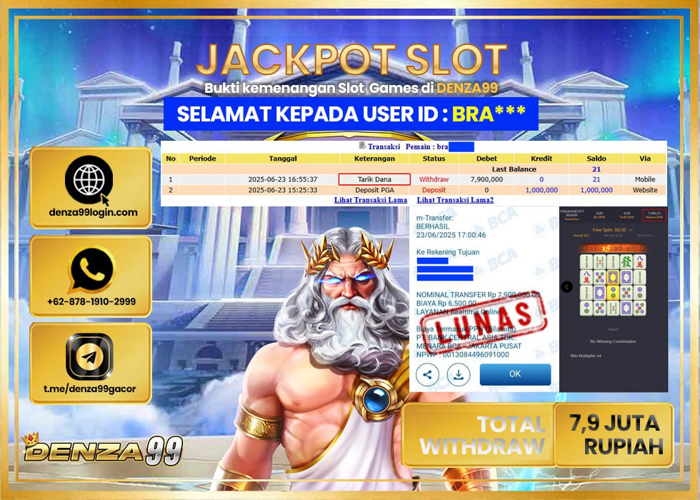 DENZA99 JACKPOT MAHJONG WAYS Rp7.900.000,- LUNAS