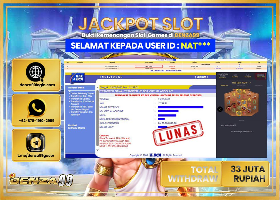 DENZA99 JACKPOT WILD BOUNTY SHADOW Rp 33.000.000,- LUNAS
