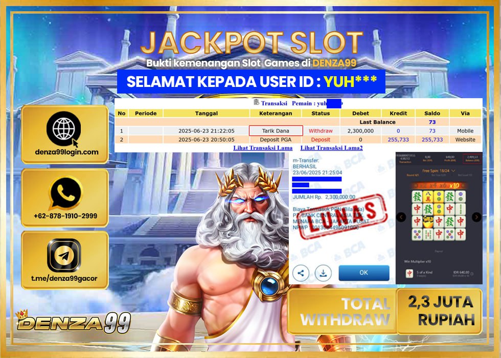 DENZA99 JACKPOT MAHJONG WAYS Rp.2.300.000,- LUNAS