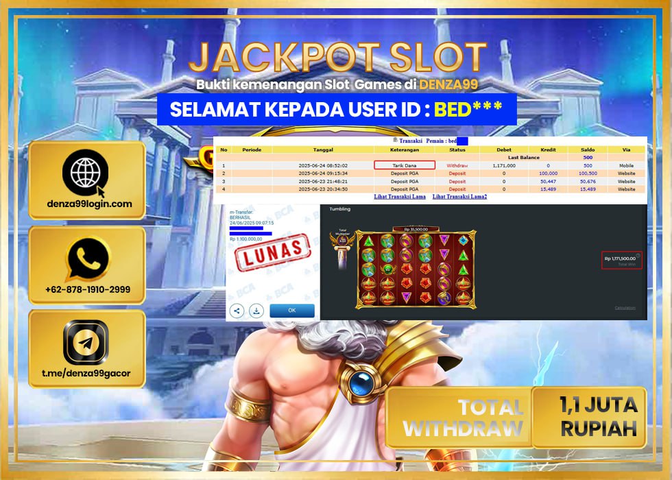 DENZA99 JACKPOT GATE OF OLYMPUS  Rp1.100.000,- LUNAS