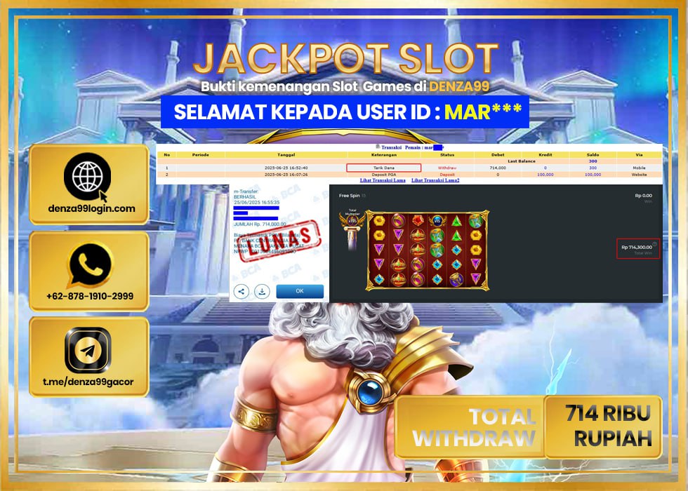 DENZA99 JACKPOT GATE OF OLHYMPUS SUPER SCATTER Rp 714.000,- LUNAS