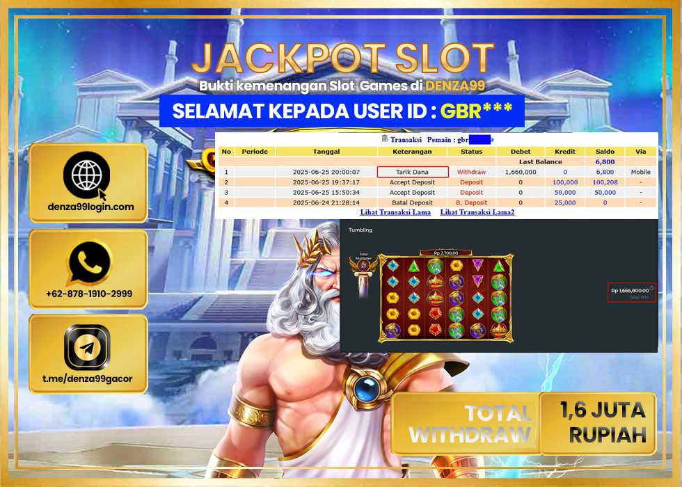 DENZA99 JACKPOT GATES OF OLYMPUS SUPER SCATTER   Rp.1.600.000- LUNAS