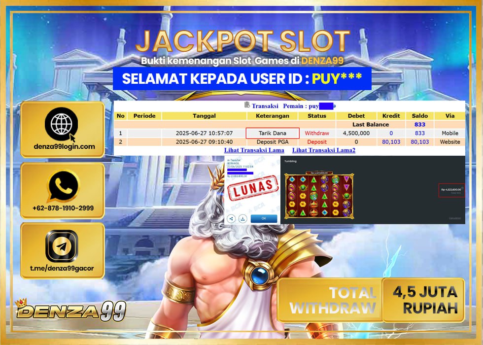 DENZA99 JACKPOT GATES OF OLYMPUS SUPER SCATTER Rp.4.500.000- LUNAS