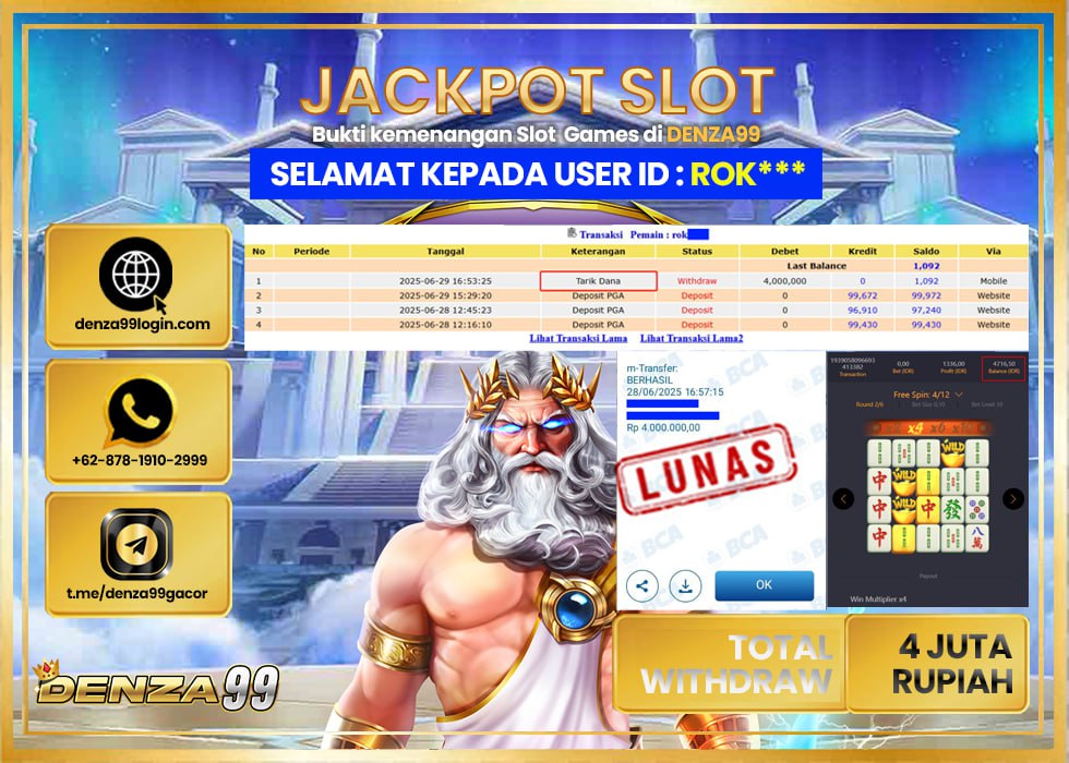 DENZA99 JACKPOT MAHJONG WAYS  Rp.4.000.000- LUNAS