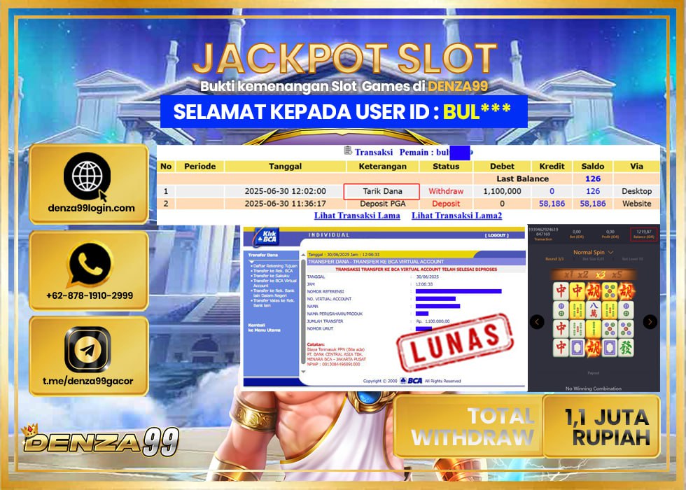 DENZA99 GATE OF MAHJONG WAYS  Rp.1.100.000- LUNAS