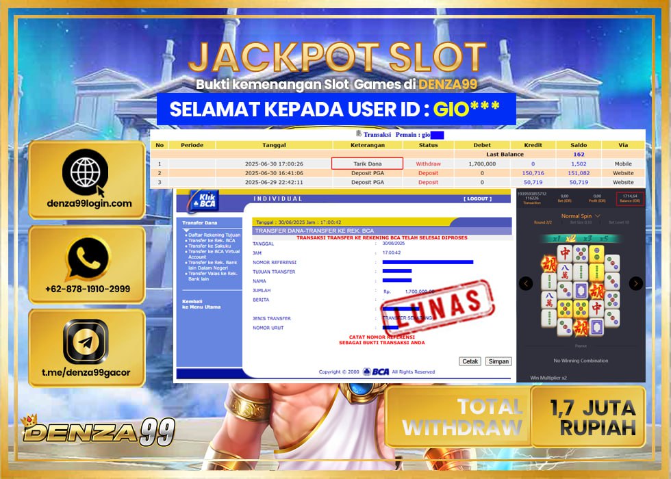 DENZA99 MAHJONG WAYS 2 Rp.1.700.000- LUNAS