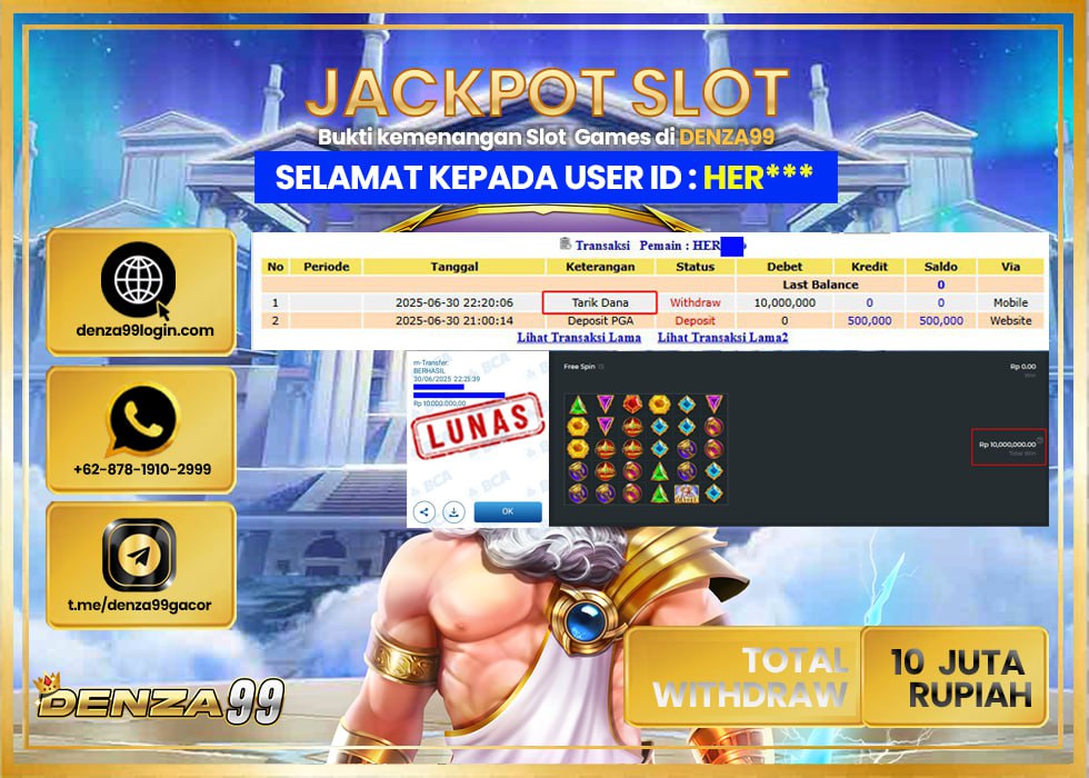 DENZA99 GATE OF OLYMPUS Rp. 10.000.000- LUNAS