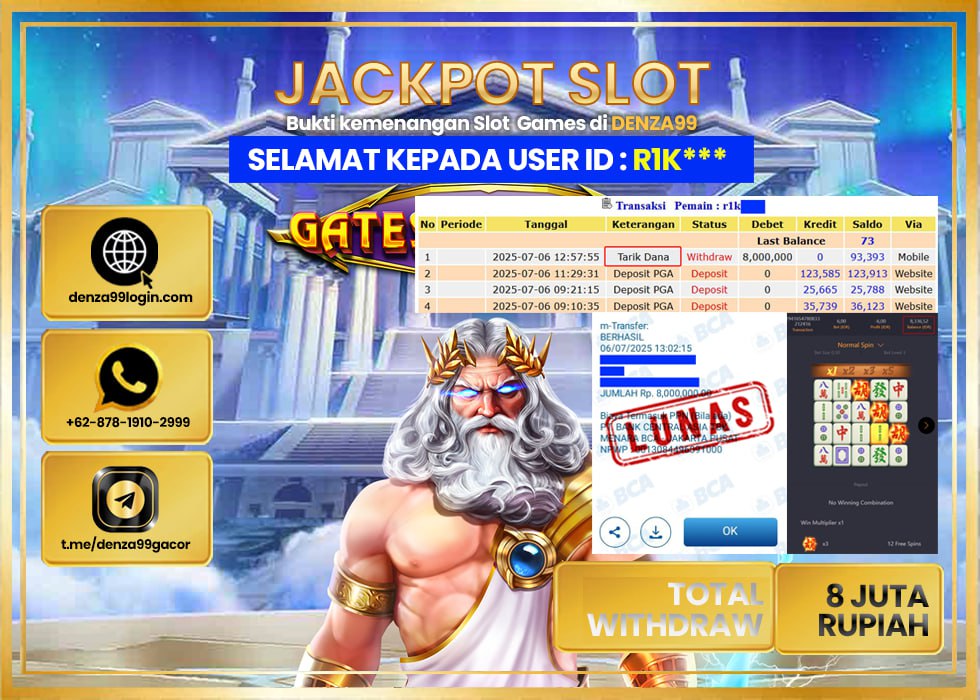 DENZA99 JACKPOT MAHJONG WAYS  Rp.8.000.000- LUNAS