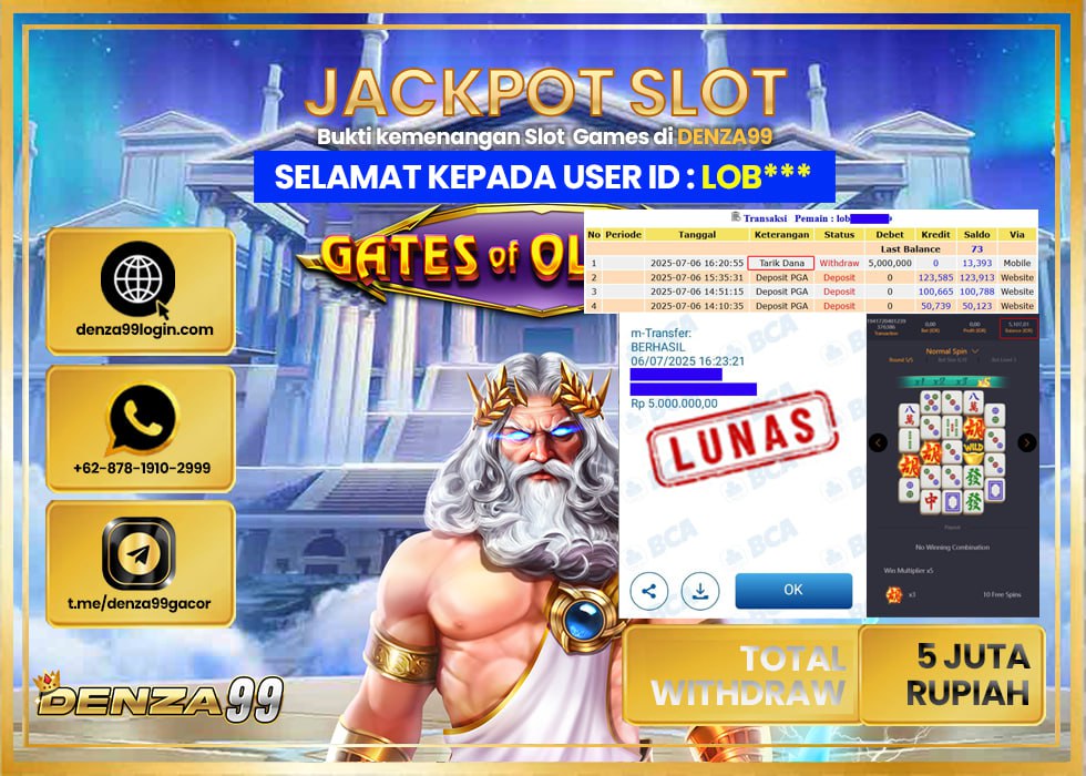 DENZA99 MAHYONG WAYS Rp. 5.000.000- LUNAS