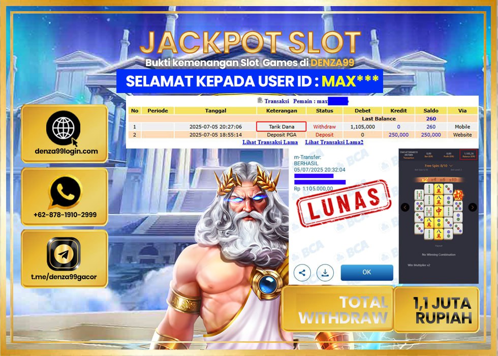 DENZA99 JACKPOT GATES OF OLYMPUS SUPER SCATER  Rp.1.400.000- LUNAS