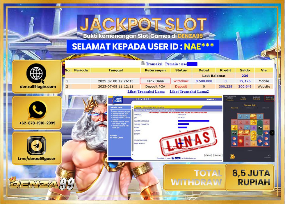 DENZA99 JACKPOT LUCKY NEKO Rp.8.500.000- LUNAS