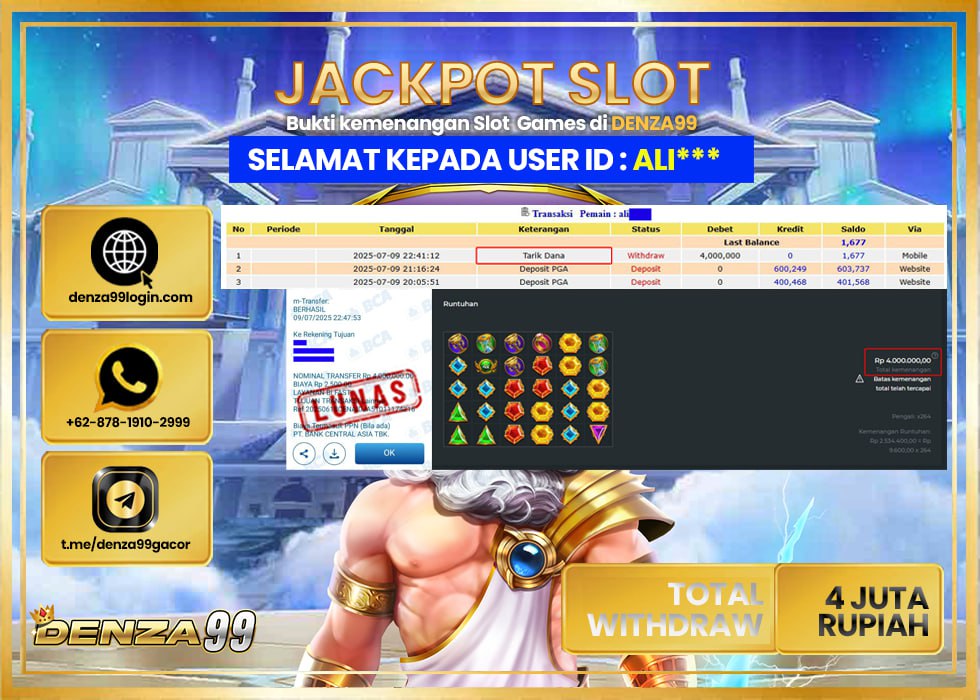 DENZA99 JACKPOT GATES OF OLYMPUS  Rp. 4.000.000 LUNAS