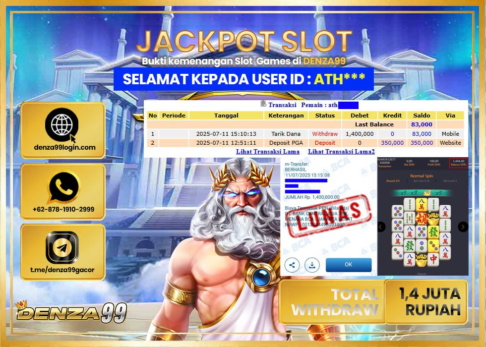 DENZA99 JACKPOT MAHJONG WAYS 2 Rp. 1.400.000 LUNAS