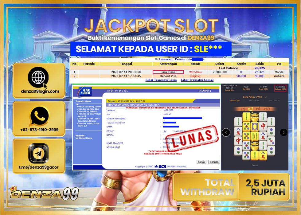 DENZA99 JACKPOT MAHJONG WAYS   Rp. 2.500.000 LUNAS