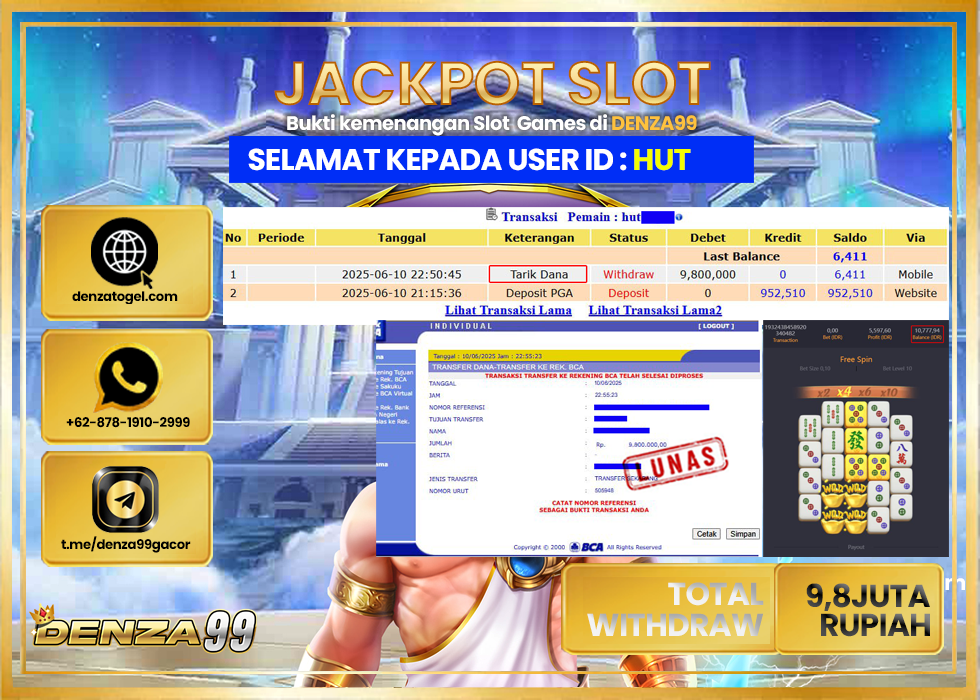 DENZA99 JACKPOT MAHYONG WAYS 2 Rp. 9.800.000.,- LUNAS