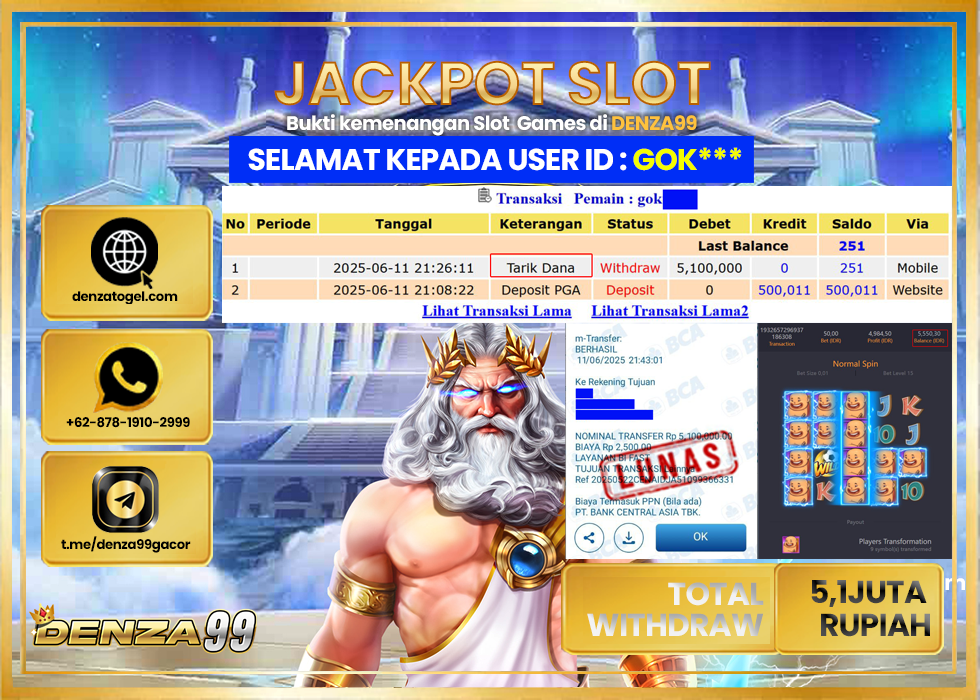 DENZA99 JACKPOT SHAOLIN SOCCER Rp.5.100.000.,- LUNAS