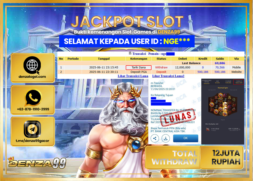 DENZA99 JACKPOT WILD BOUNTY SHADOW Rp.12.000.000.,- LUNAS