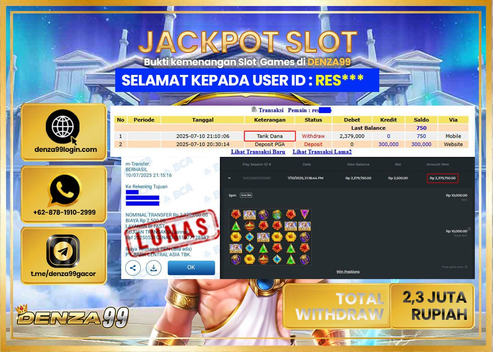 DENZA99 JACKPOT GATE OF OLYMPUS  Rp. 2.300.000 LUNAS