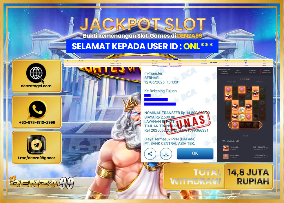 DENZA99 JACKPOT BAKERY BONANZA Rp.14.800.000.,- LUNAS