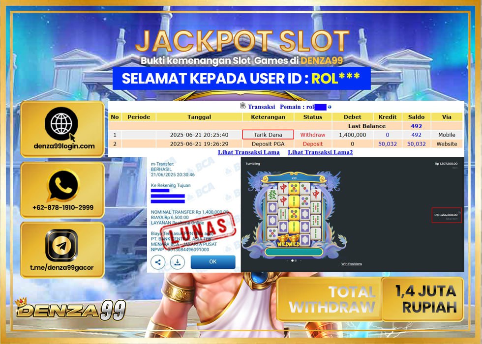 DENZA99 JACKPOT MAHYONG WINS 3 BLACK SCATTER 1000 Rp. 1.400.000.,- LUNAS